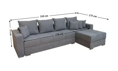 Colțar Extensibil Claudia Mare XXL Bonell Gri - Lemon 12, Interschimbabil