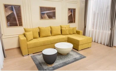 Colțar Extensibil Claudia Mare XXL Memory XXL - Lemon 43, Interschimbabil