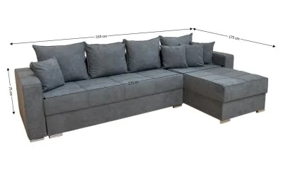 Colțar Extensibil Claudia Mare XXL Bonell Gri- Lemon 56, Interschimbabil	
