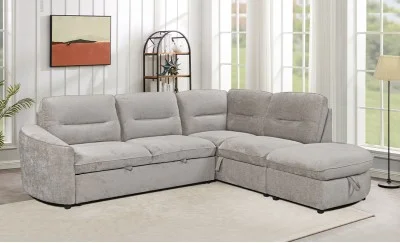 Colțar Extensibil Harmony KF7906  cu Ladă Depozitare, Șezlong Dreapta, Gri Deschs