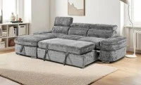 Colțar Extensibil Cremona KF7868 cu 2 Spații Depozitare, Șezlong Stânga, Gri