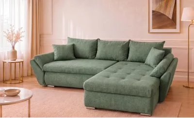 Colțar Extensibil Confort cu Spumă HR, Verde-Albăstrui