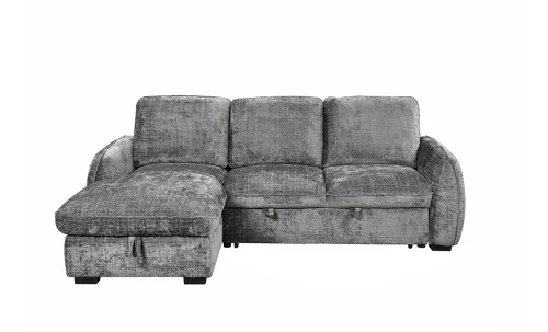 Colțar Extensibil Cremona KF7942 cu Ladă Depozitare, Șezlong Stânga, Gri
