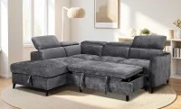 Colțar Extensibil Harmony KF7905 cu Ladă Depozitare, Șezlong Stânga, Gri Închis 2
