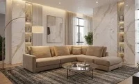Colțar Extensibil Rio, Stofă Prawy Golden 21 Crem  1