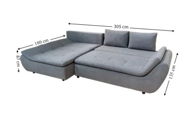 Colțar Extensibil Relax Gri Deschis - Vega 33 Stânga