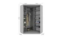 Dulap Personalizat de Colt Oglinda/Alb, 140 x 140 1