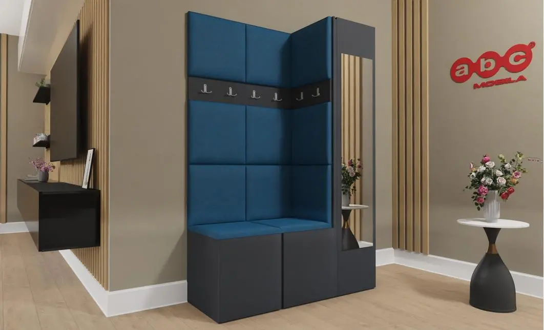 Cuier Hol Luca 5, Grafit/Albastru - Manila 26