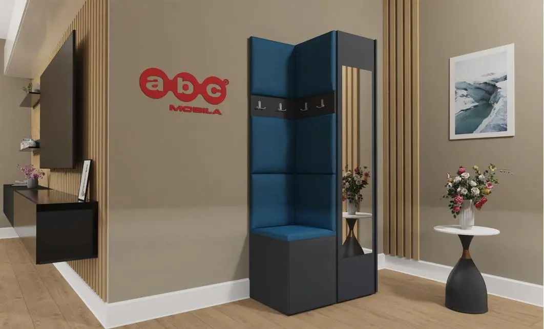 Cuier Hol Luca 7, Grafit/Albastru - Manila 26