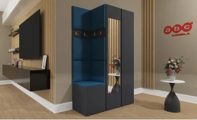 Cuier Hol Luca 3, Grafit/Albastru - Manila 26