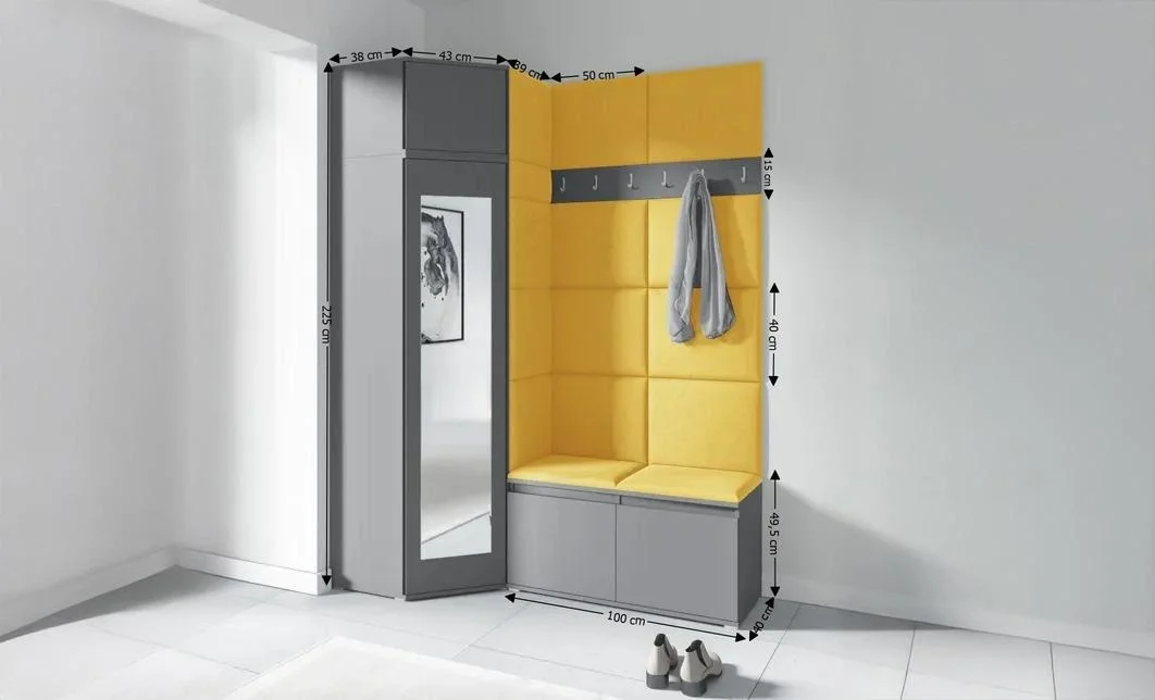 Cuier Hol Max 37, Grafit/Galben - Trinity 18 1