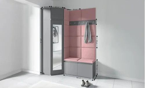 Cuier Hol Max 37, Grafit/Roz - Trinity 23