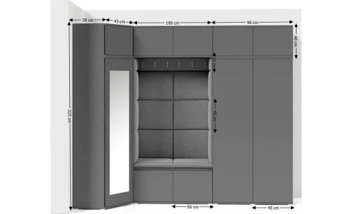 Cuier Hol Max 39, Grafit/Gri - Trinity 14