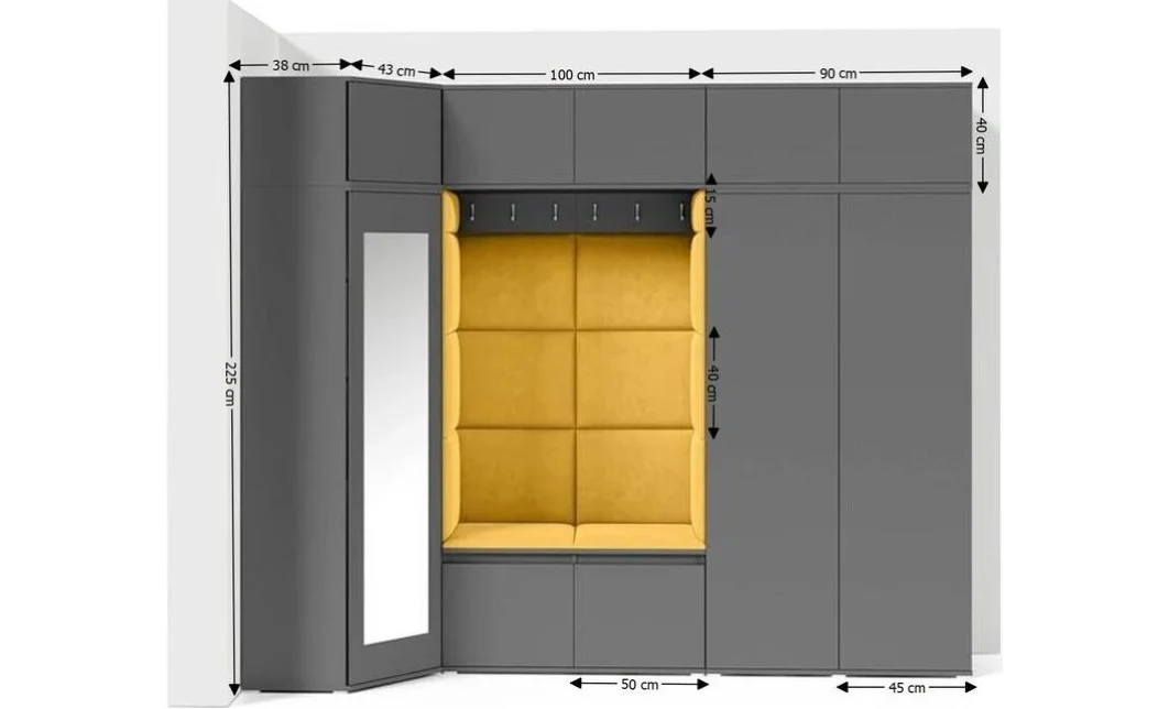 Cuier Hol Max 39, Grafit/Galben - Trinity 18 1
