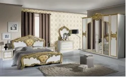 Dormitor Clasic Eva Bianco Gold cu Dulap 6 Uși