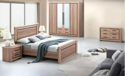 Dormitor Modern Queen Dulap cu 4 uși 4 sertare