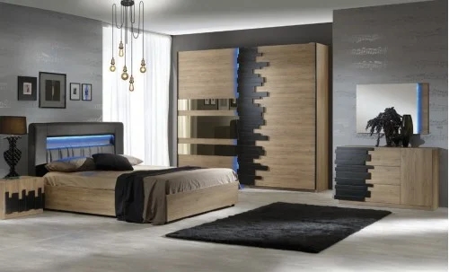 Dormitor Modern Mozart cu Dulap 2 Uși 