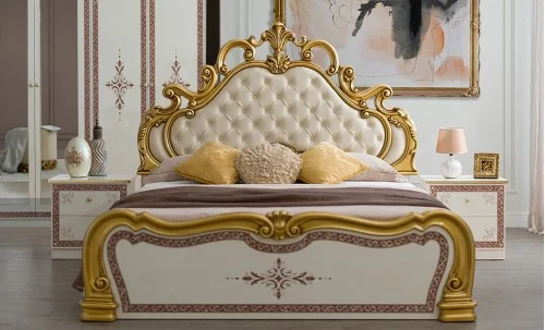 Dormitor Clasic New Grace Gold cu Dulap 4 Uși