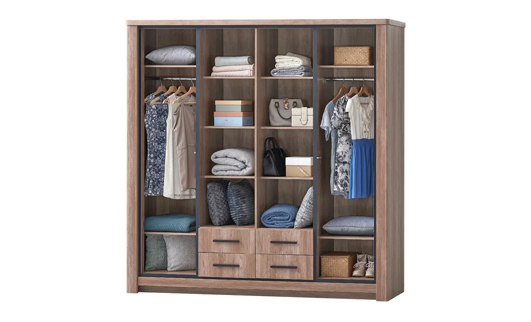 Dormitor Modern Queen Dulap cu 4 uși 4 sertare 10