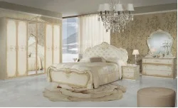 Dormitor Clasic Tolouse Beige cu Dulap 6 Uși