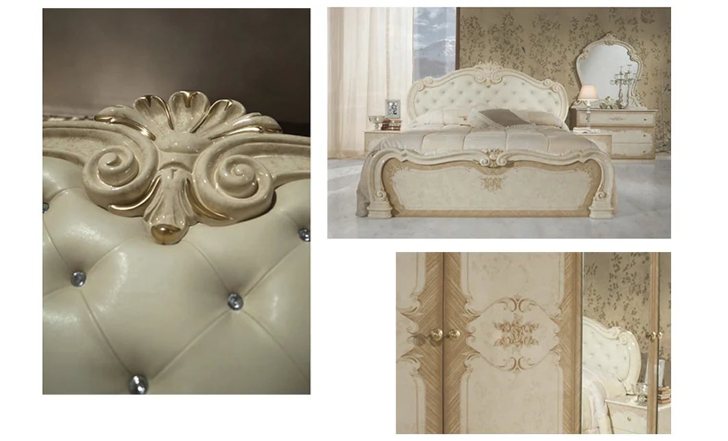 Dormitor Clasic Tolouse Beige cu Dulap 4 Uși 2
