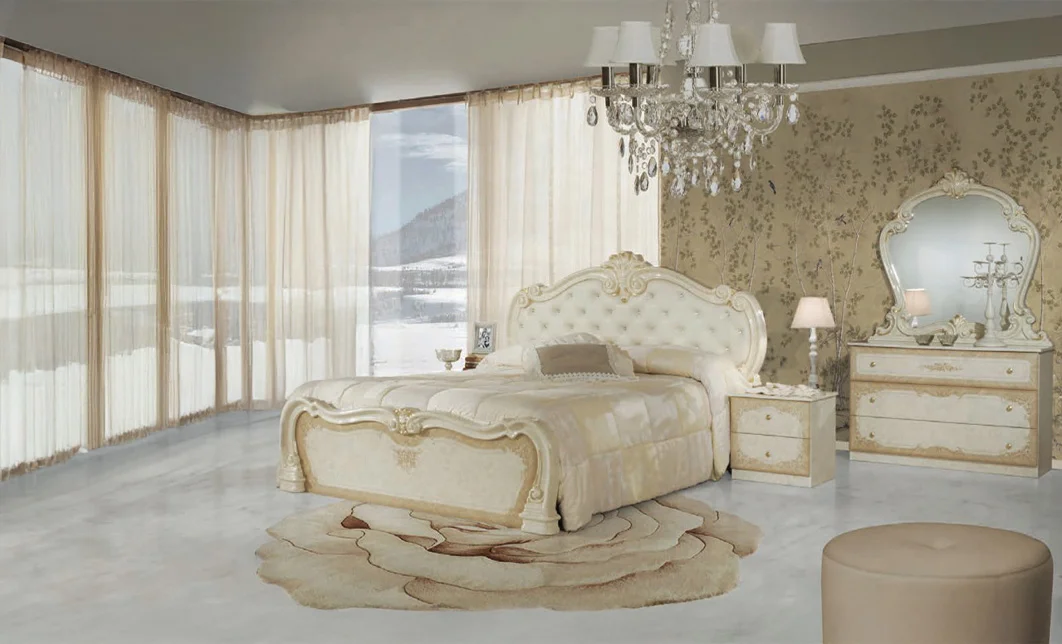 Dormitor Clasic Tolouse Beige cu Dulap 4 Uși