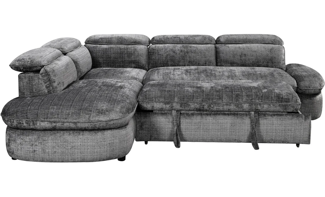 Colțar Extensibil Cremona KF7933 cu Ladă Depozitare, Șezlong Stânga, Gri 6