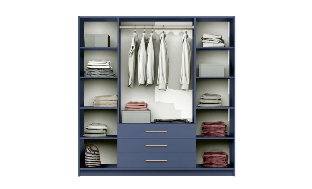 Dulap Bali 2 D4 Albastru cu Oglindă și 4 Uși 3