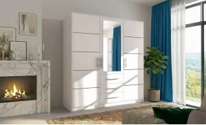 Dulap Bali 3 Usi D3 Alb cu Oglinda