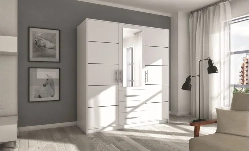 Dulap Bali 3 Usi D3 Alb cu Oglinda