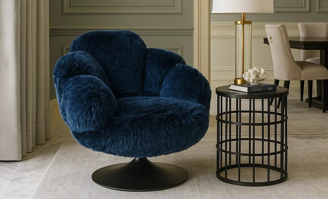 Fotoliu Pufos KJL5427, Albastru