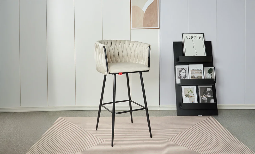Scaun Bar KJC365 Bej & Picioare Negre