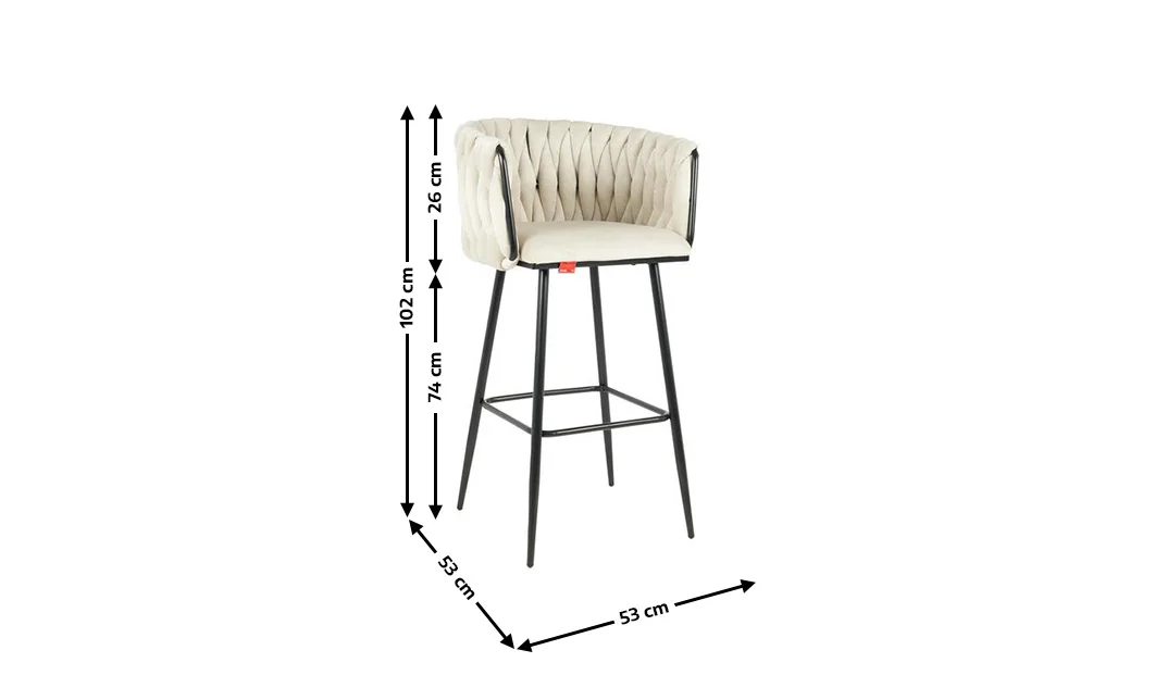 Scaun Bar KJC365 Bej & Picioare Negre 1