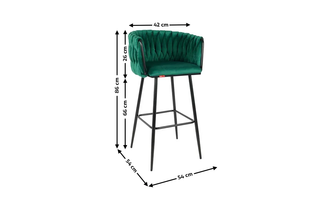 Scaun Bar KJC365 Verde cu Picioare Negre 1