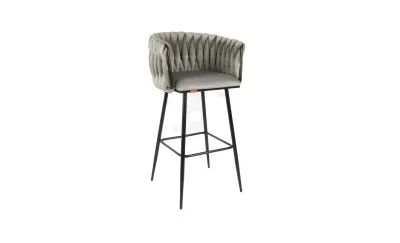 Scaun Bar KJC365 Gri & Picioare Negre