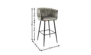 Scaun Bar KJC365 Gri & Picioare Negre