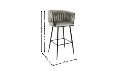Scaun Bar KJC365 Gri & Picioare Negre