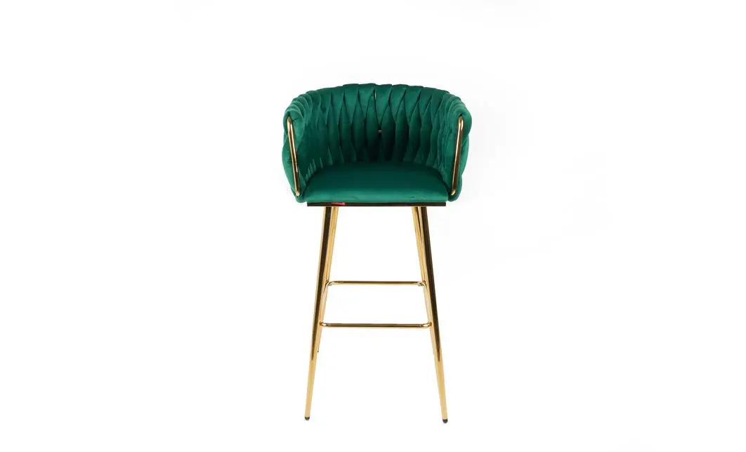 Scaun Bar KJC365 Verde & Picioare Aurii 4