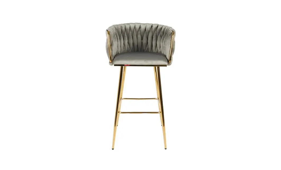 Scaun Bar KJC365 Gri & Picioare Aurii 3