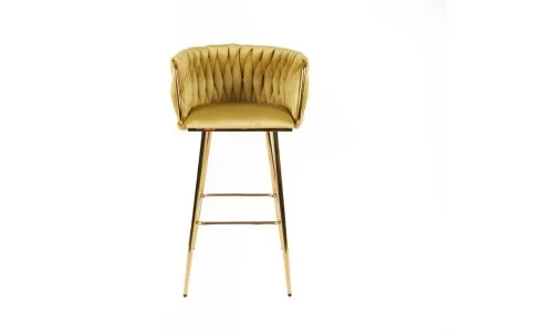 Scaun Bar KJC365 Mustar & Picioare Aurii