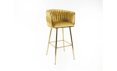 Scaun Bar KJC365 Mustar & Picioare Aurii