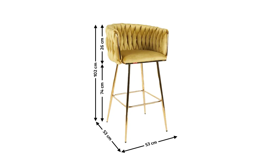 Scaun Bar KJC365 Mustar & Picioare Aurii 1