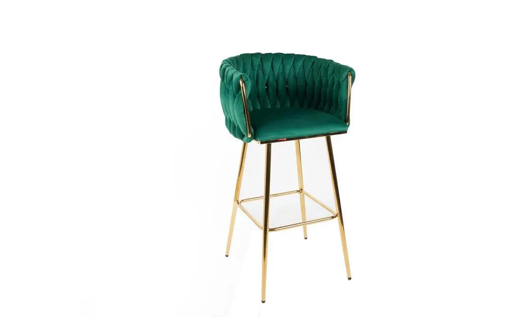 Scaun Bar KJC365 Verde & Picioare Aurii 5
