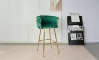 Scaun Bar KJC365 Verde & Picioare Aurii