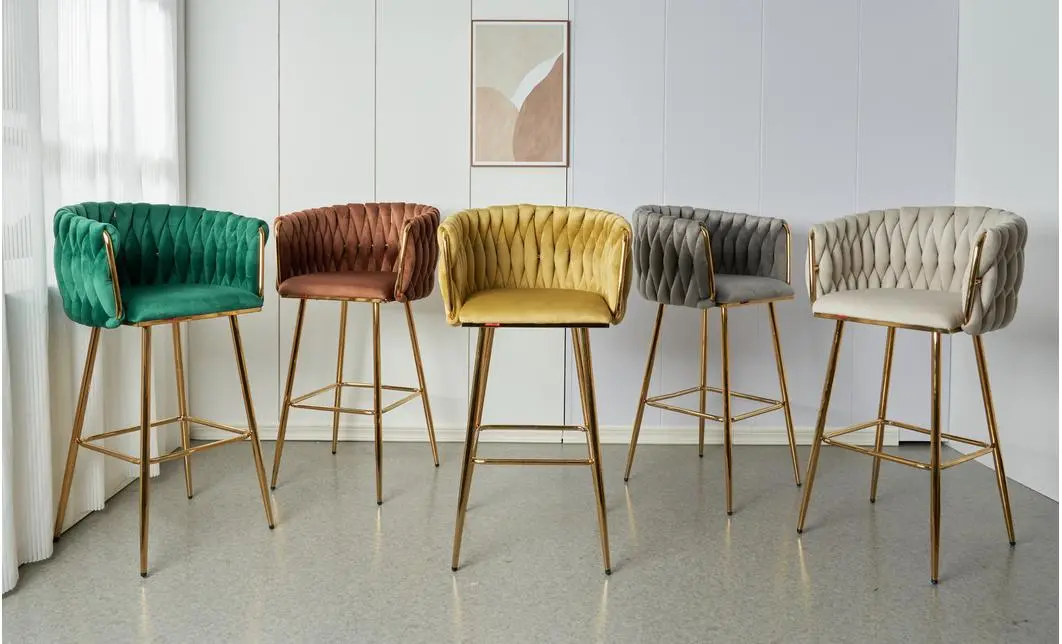 Scaun Bar KJC365 Bej & Picioare Aurii 6