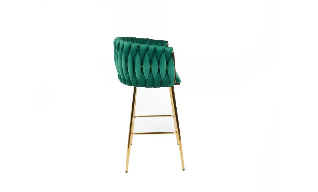 Scaun Bar KJC365 Verde & Picioare Aurii 2