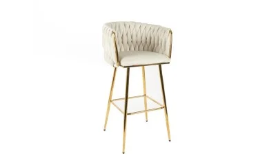Scaun Bar KJC365 Bej & Picioare Aurii