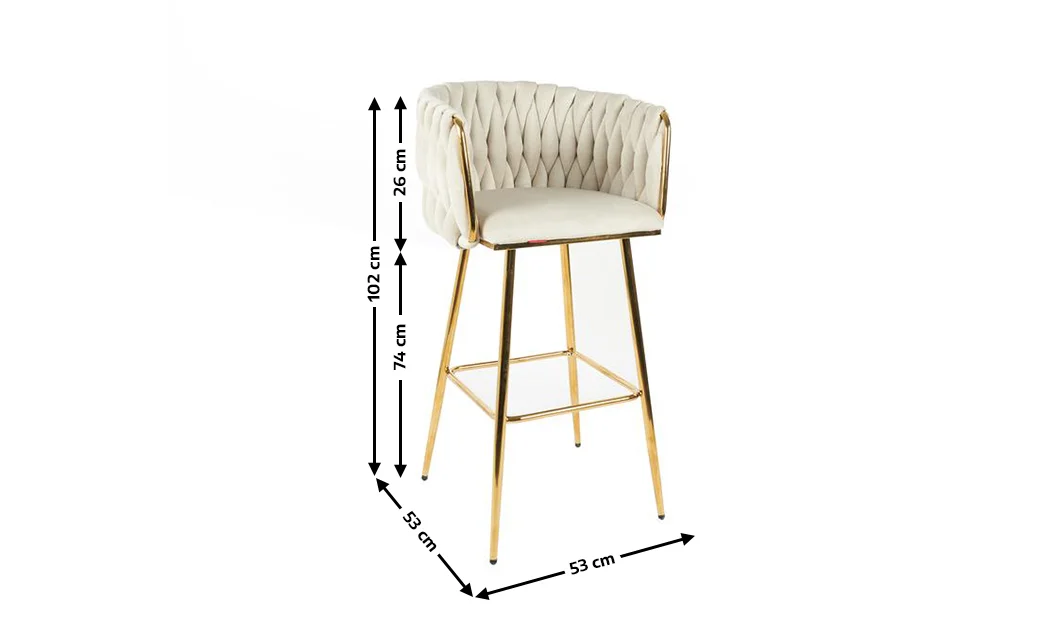 Scaun Bar KJC365 Bej & Picioare Aurii 1