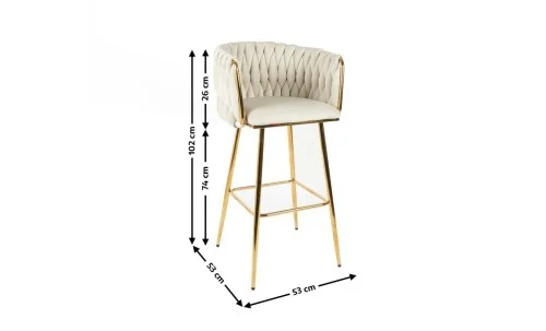Scaun Bar KJC365 Bej & Picioare Aurii
