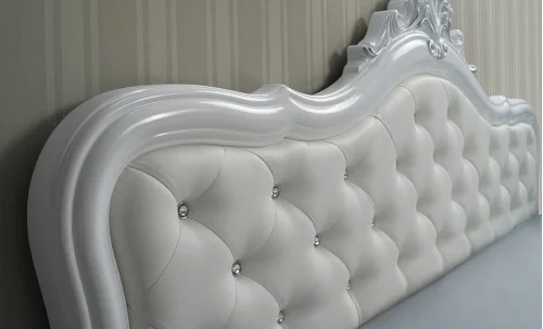 Dormitor Clasic Luisa Bianco Silver cu Saltea, Somieră și Dulap 4 Uși Incluse